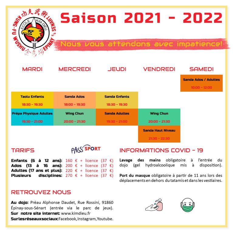 Infos inscriptions saison 2021 / 2022
